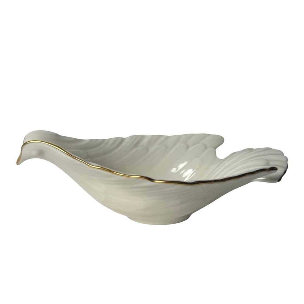 Lenox Dove Collection Open Candy Dish Ivory China 24K Gold Trim Made in USA
